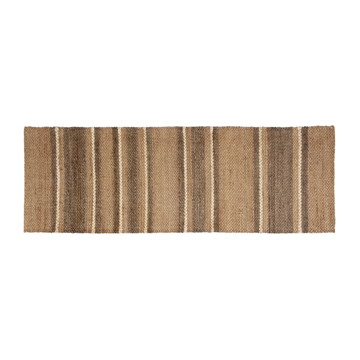Dixie Fanny striped juterug Natural. 80x250 cm | Scandinavian Design | Fringe & Deep pile rugs | Beige