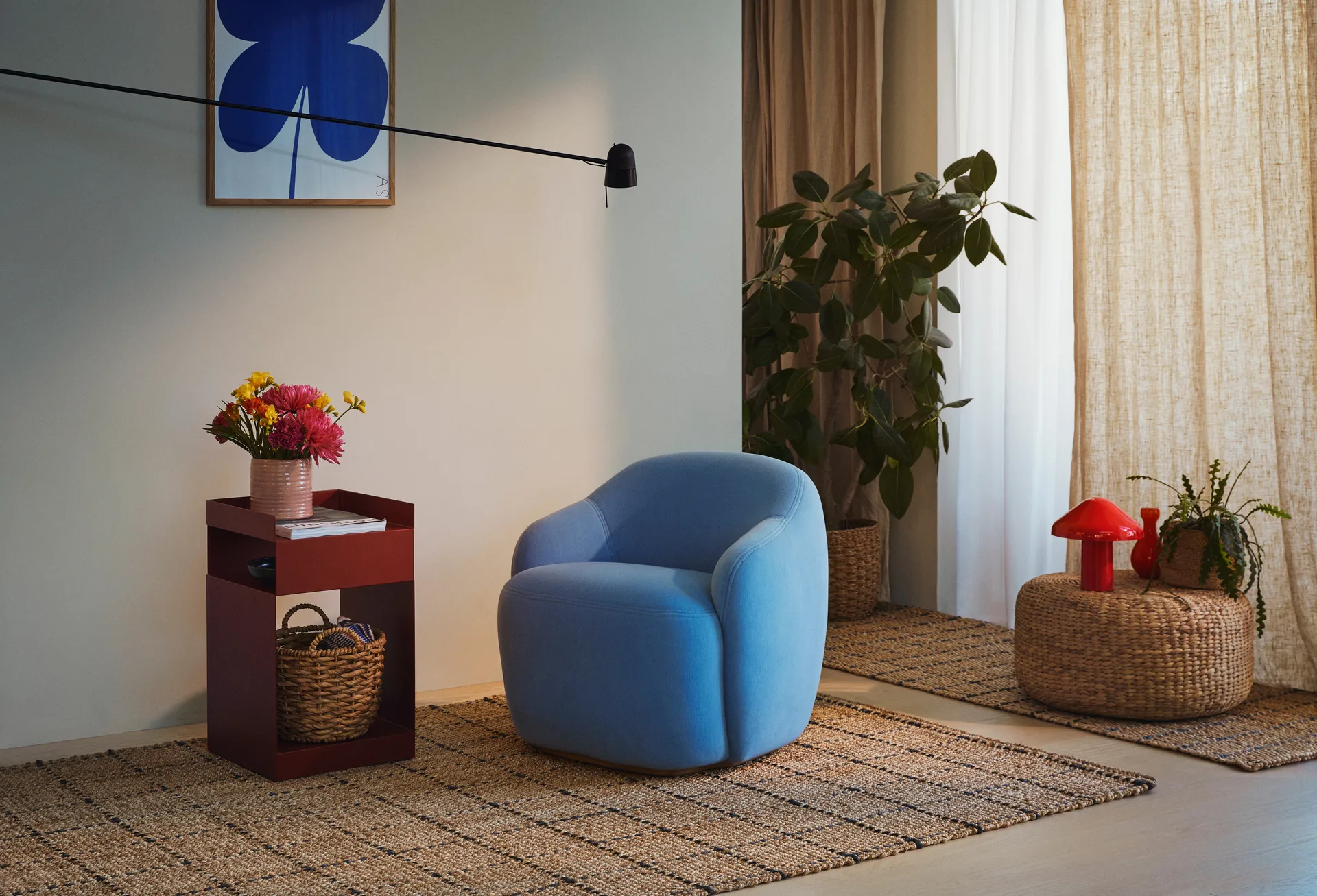 Freja jute rug checked 80x250 cm, Natural-dark Grey Dixie