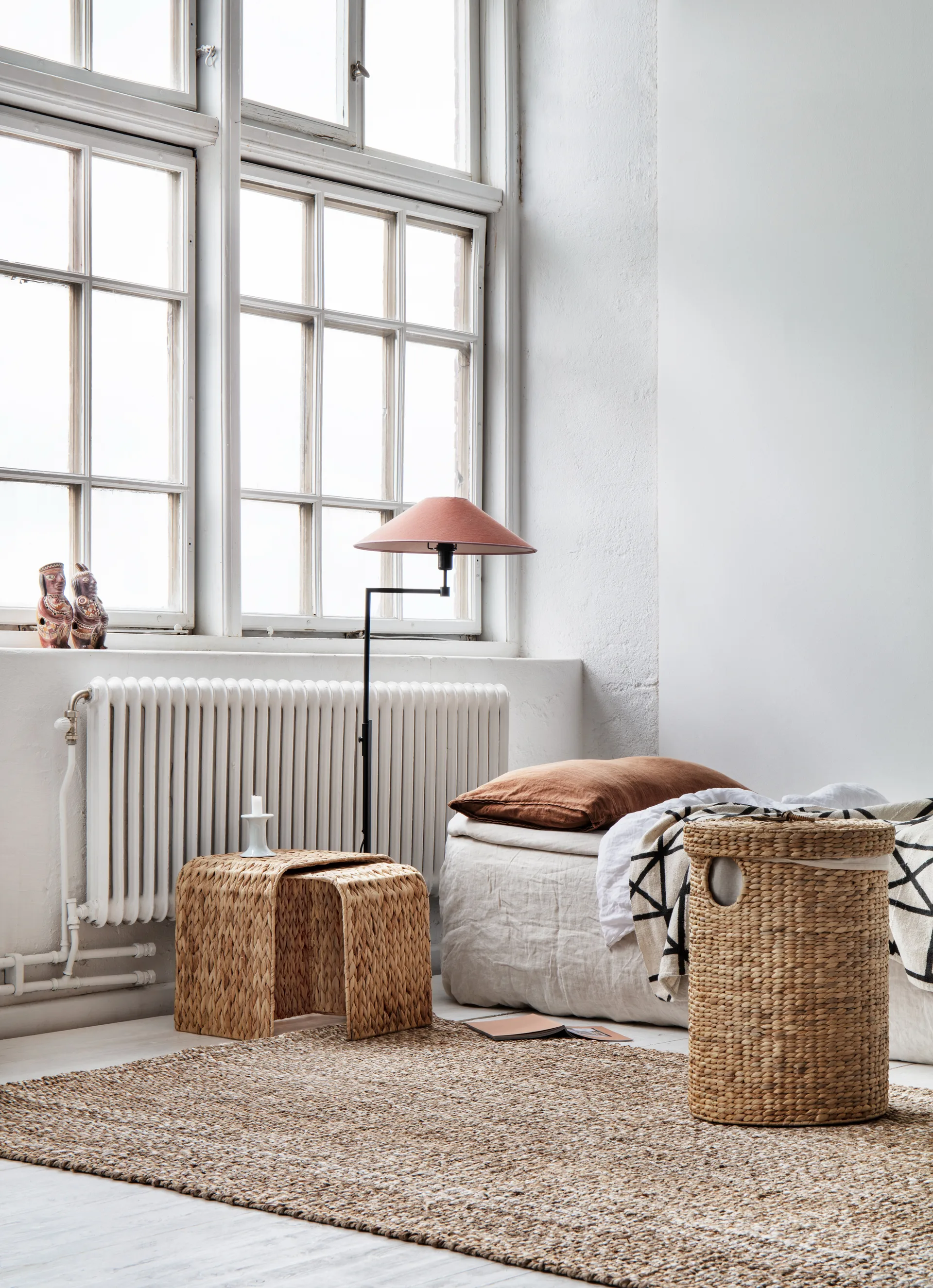 Lily laundry basket round 2-piece set, Natural Dixie