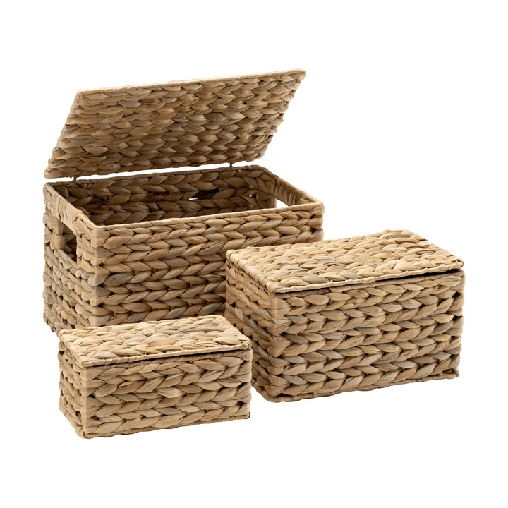 Lily storage with lid, 3 pieces - Water hyercinth - Dixie