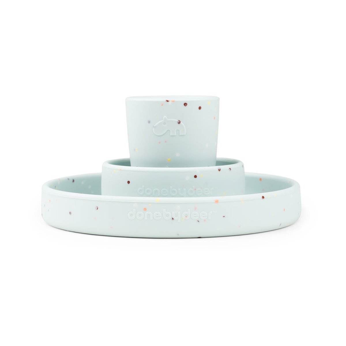 Done by deer Confetti children"s dinnerware set 3 pieces Blue