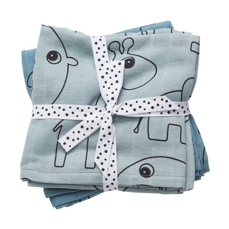 Done by deer Contour baby blanket 120x120 cm 2-pack Blue