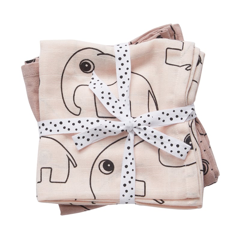 Done by deer Contour baby blanket 120x120 cm 2-pack Powder