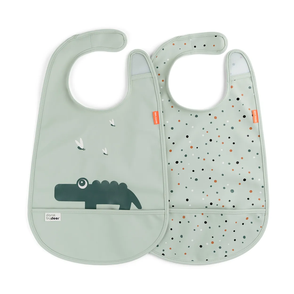 Done by deer Croco bib with Velcro 2-pack Green | Scandinavian Design | Other kitchen utensils | Green