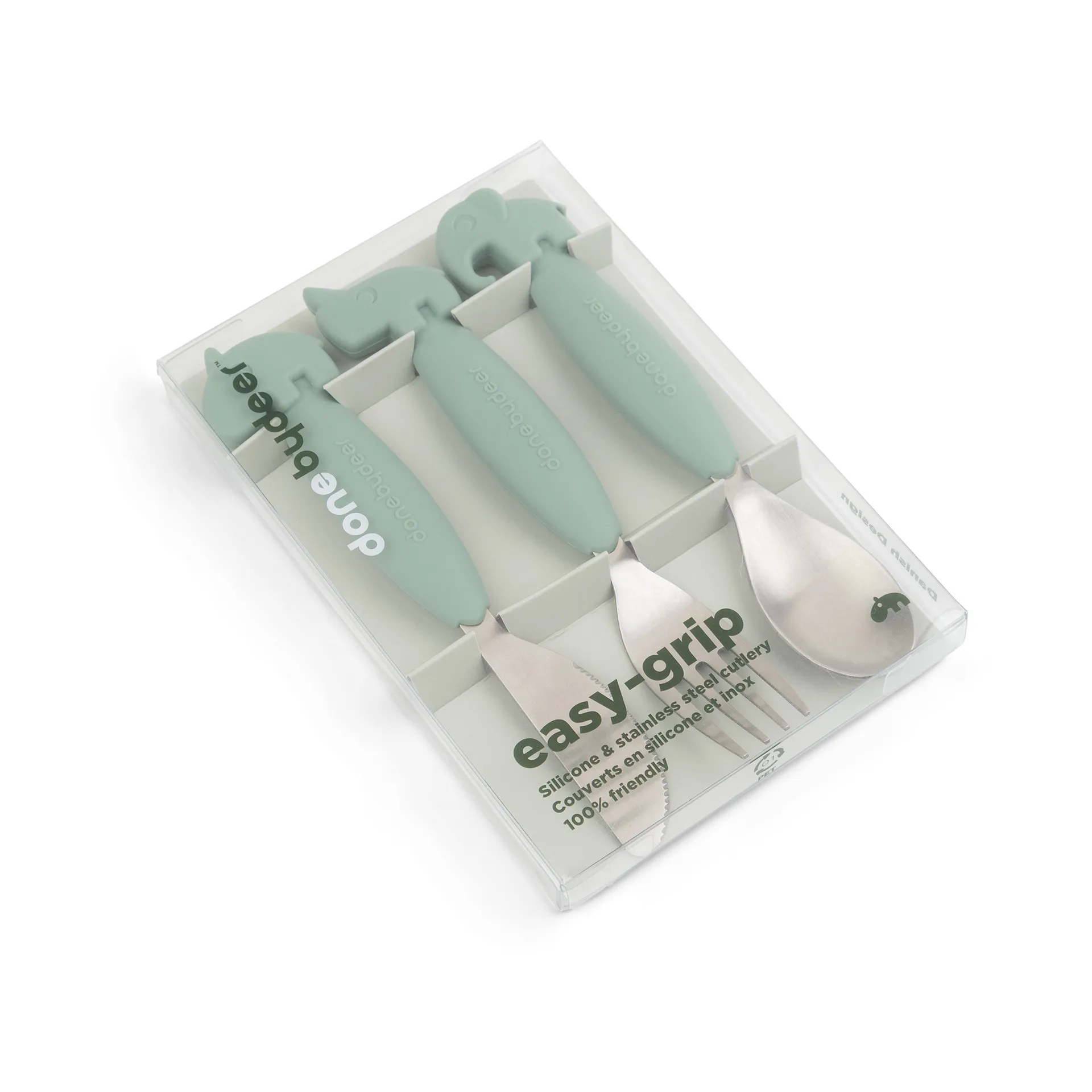 Deer Friends Easy-grip cutlery set 3 pieces, Green Done by deer