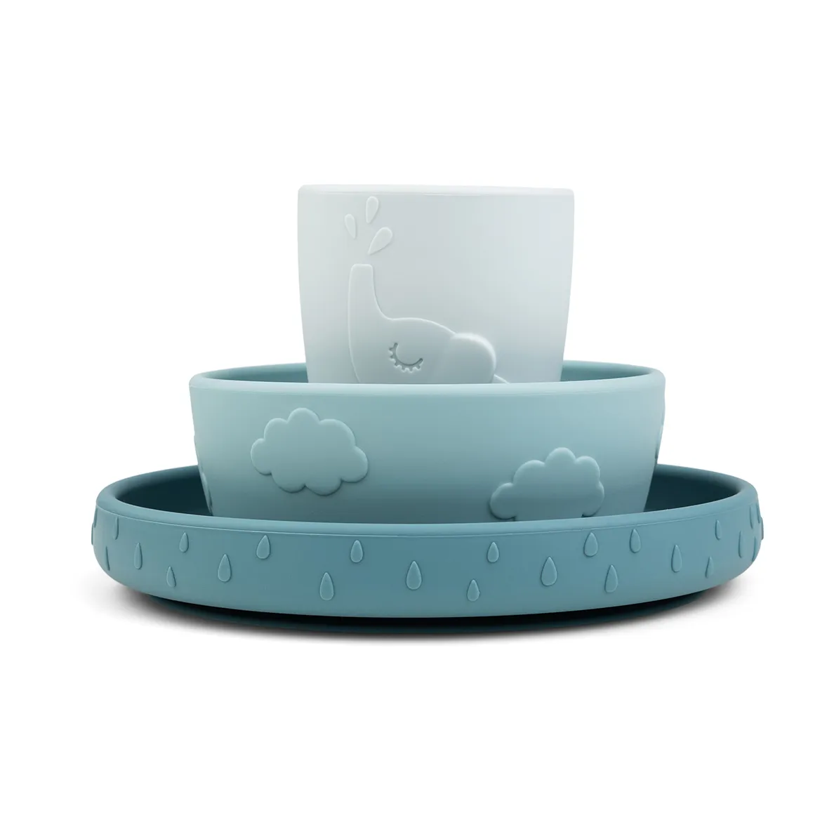 Done by deer Deer Friends Stick&Stay kids dinner set 3 pieces Blue