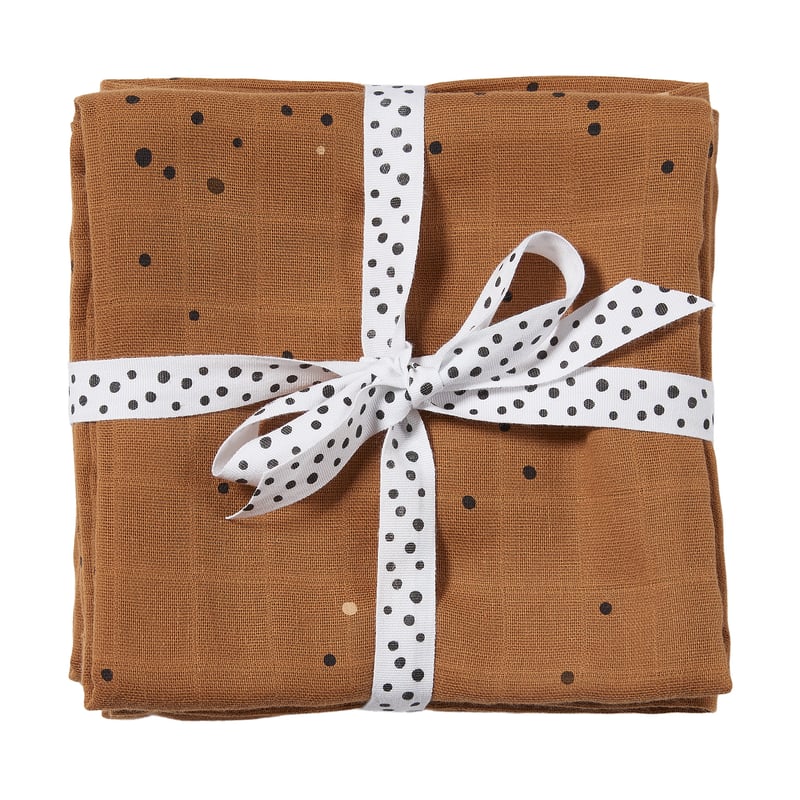 Done by deer Dreamy Dots baby blanket 120x120 cm 2-pack Mustard