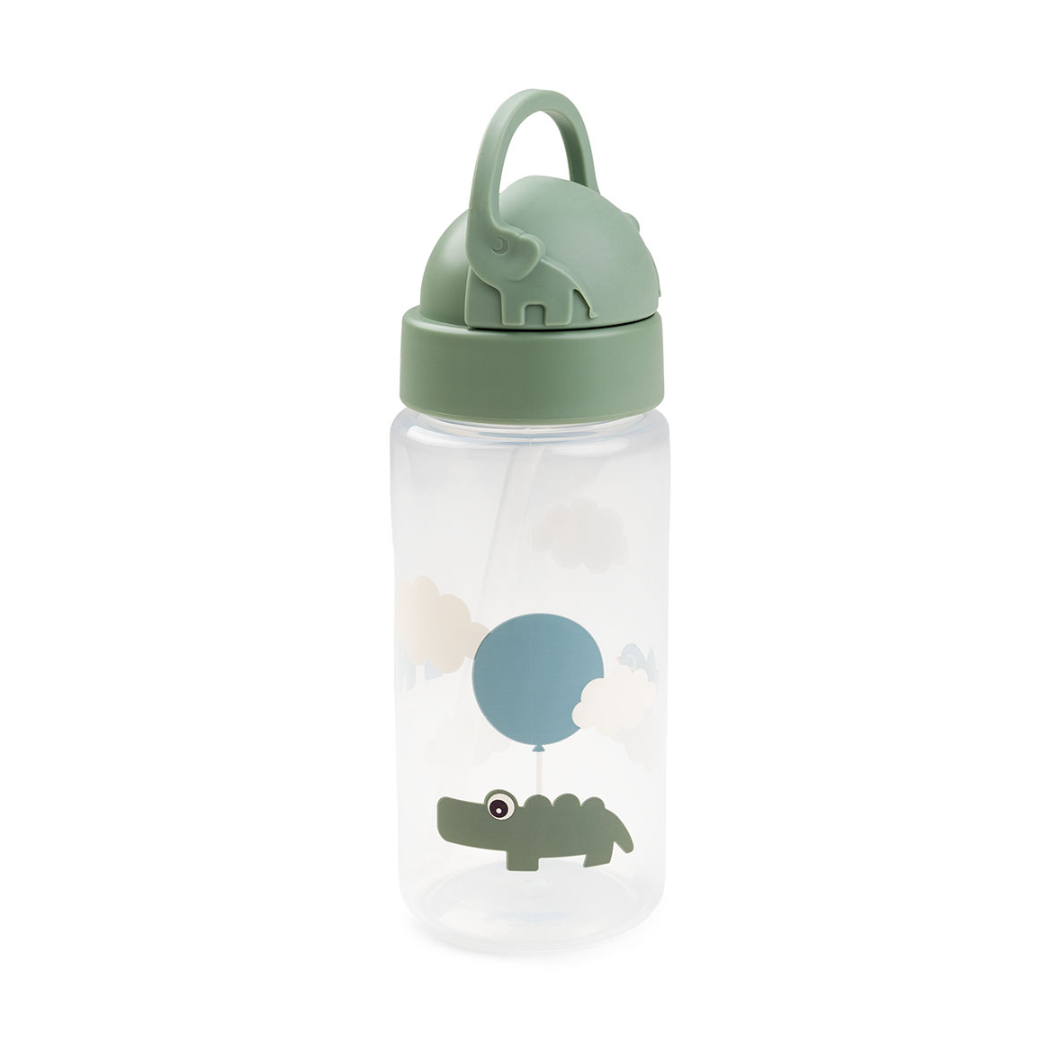 Done by deer Happy Clouds bottle with straw Green