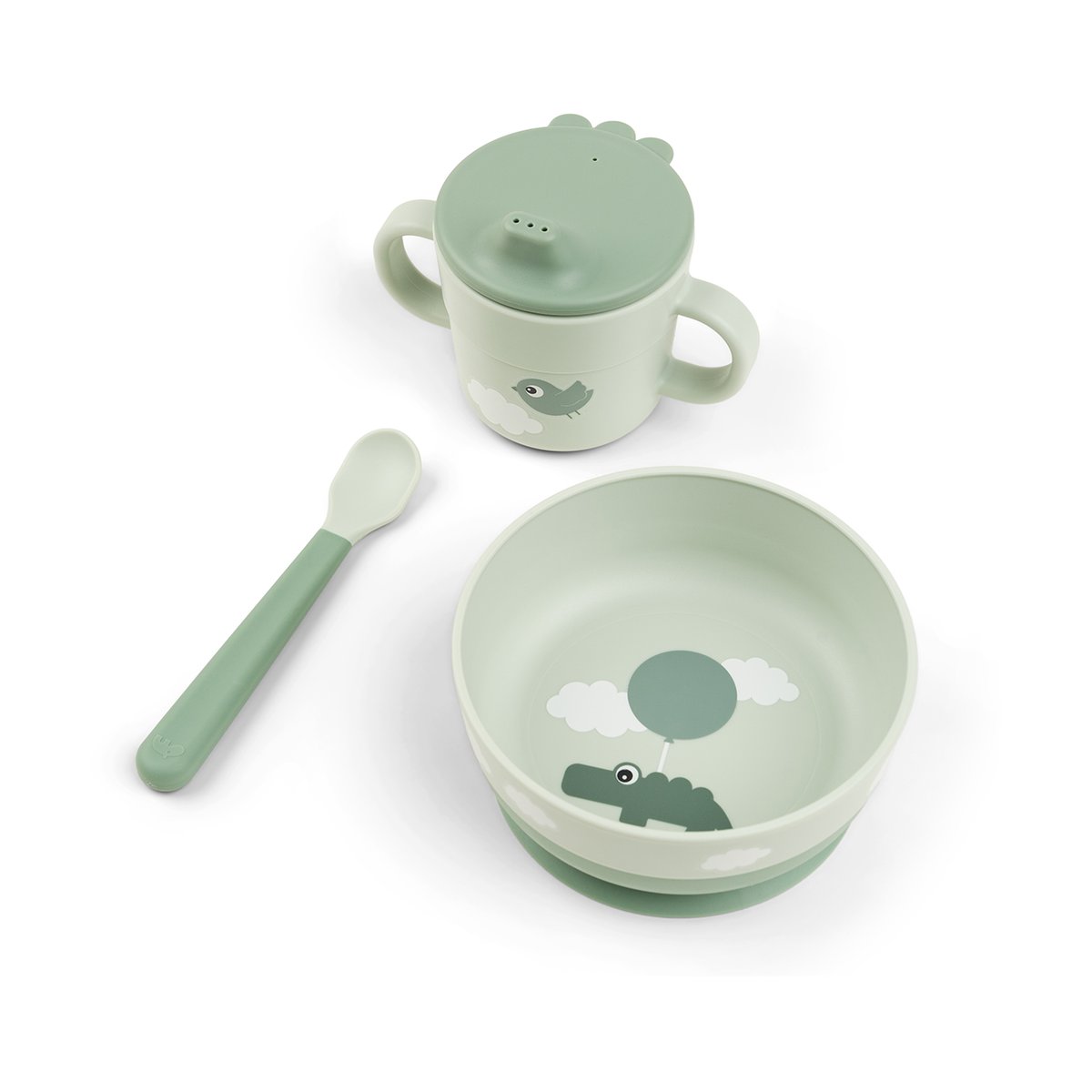 Done by deer Happy Clouds foodie first meal set 3 pieces Green