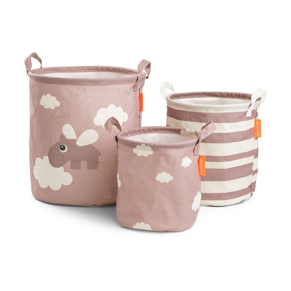 Done by deer Happy Clouds storage basket 3 parts Powder
