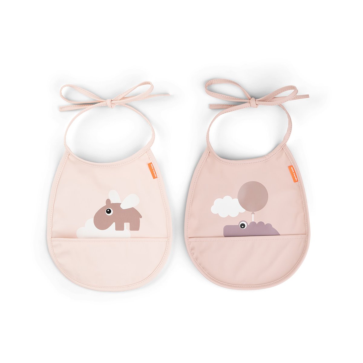 Done by deer Happy Clouds Tiny bib 2-pack Powder