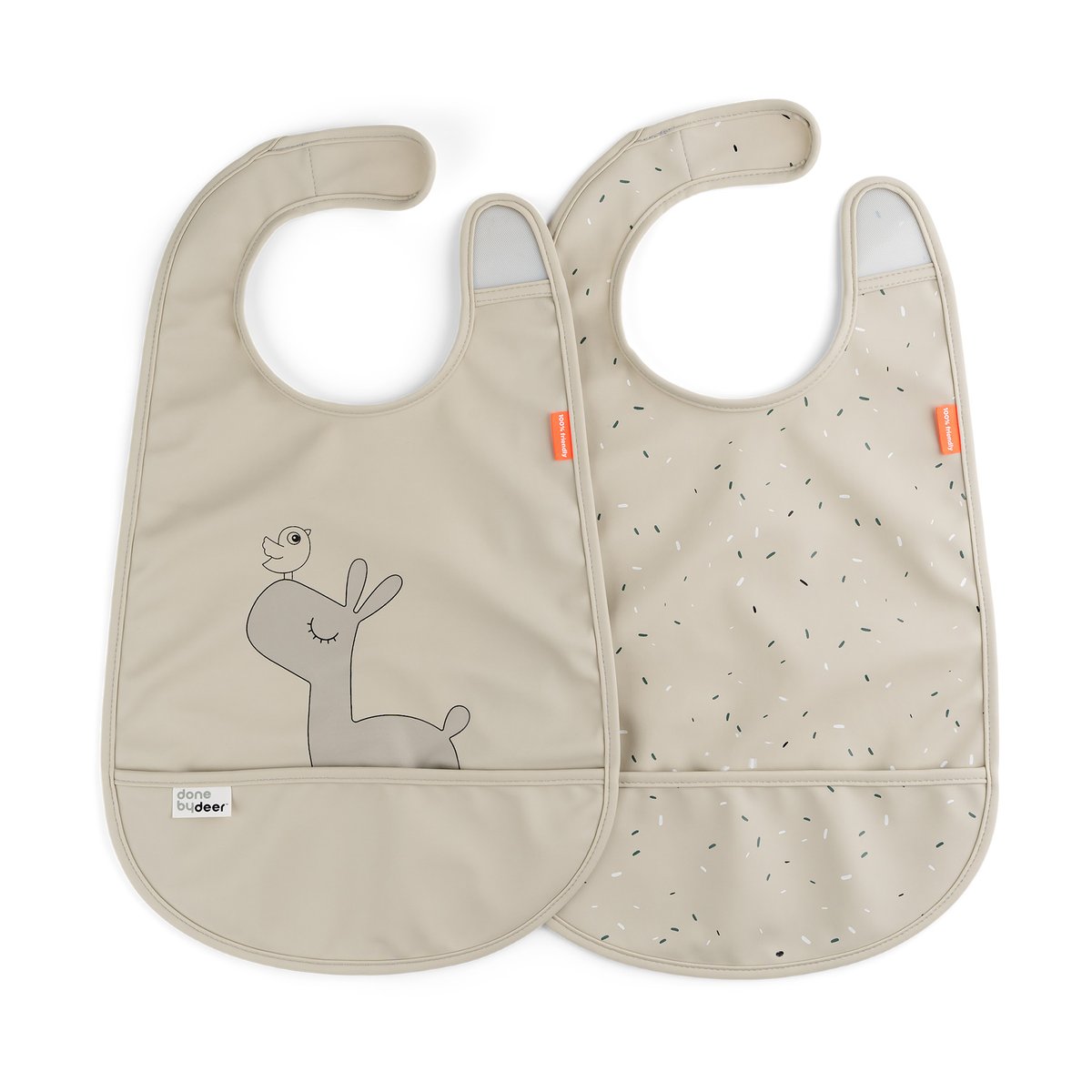 Done by deer Lalee bib with velcro 2-pack Sand | Scandinavian Design | Other kitchen utensils | Beige
