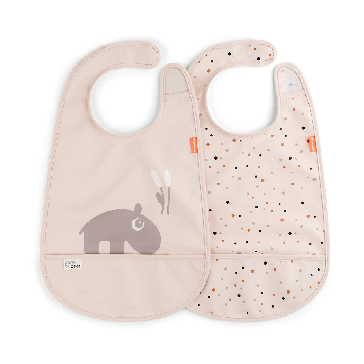 Done by deer Ozzo bibs with Velcro 2-pack Powder | Scandinavian Design | Other kitchen utensils | Beige