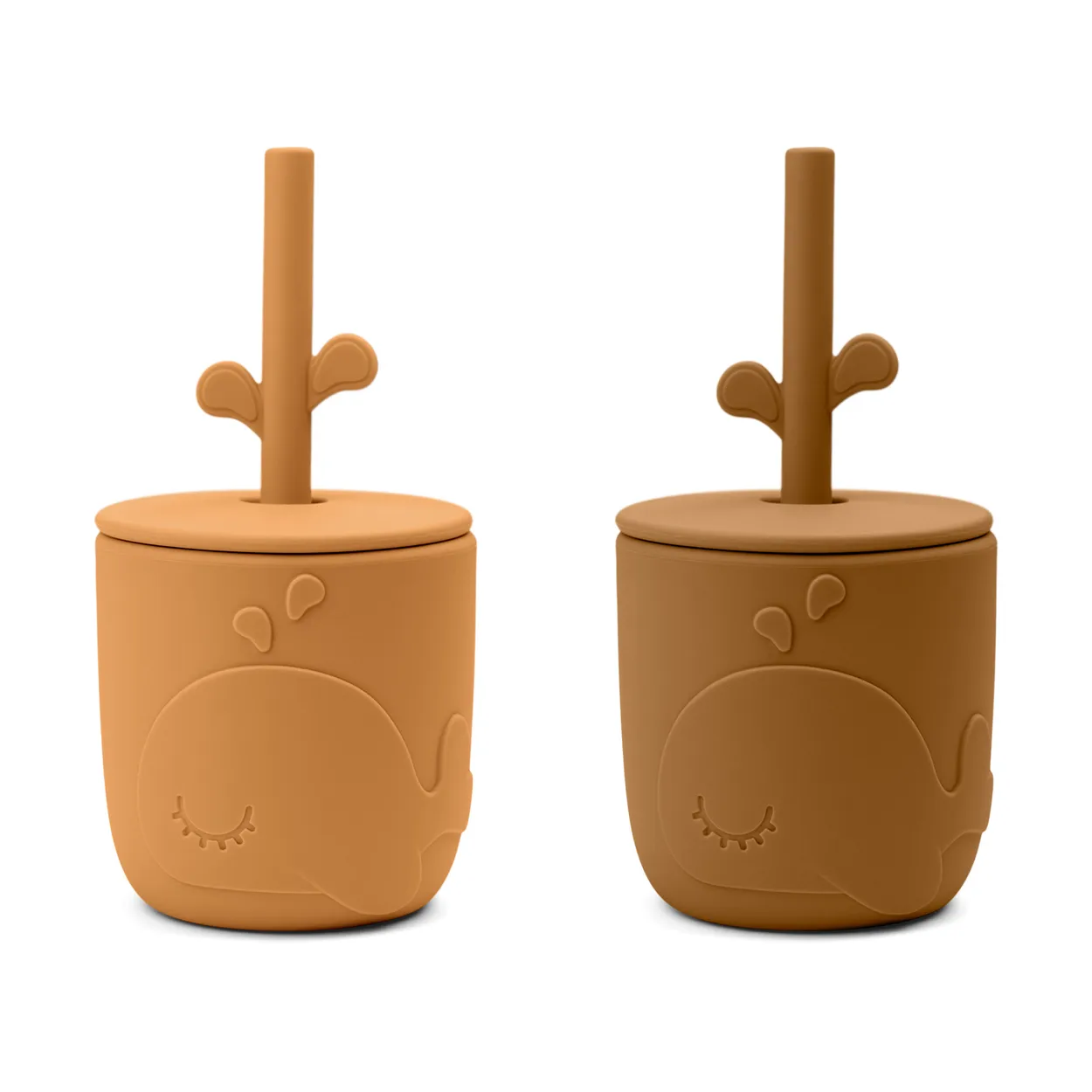 Done by deer Wally mug with peekaboo straw 2-pack. Mustard
