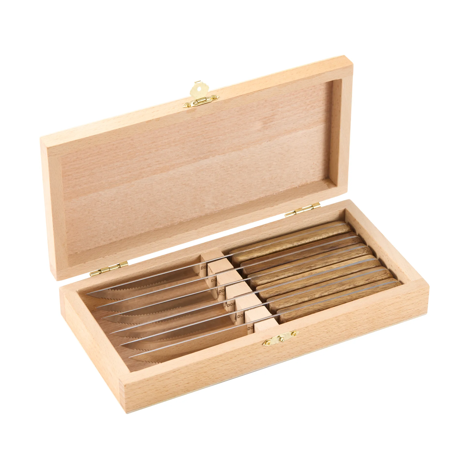 BBQ steak knife, Stainless steel, 6-pack, acacia wooden box, 22.5x2 cm Dorre