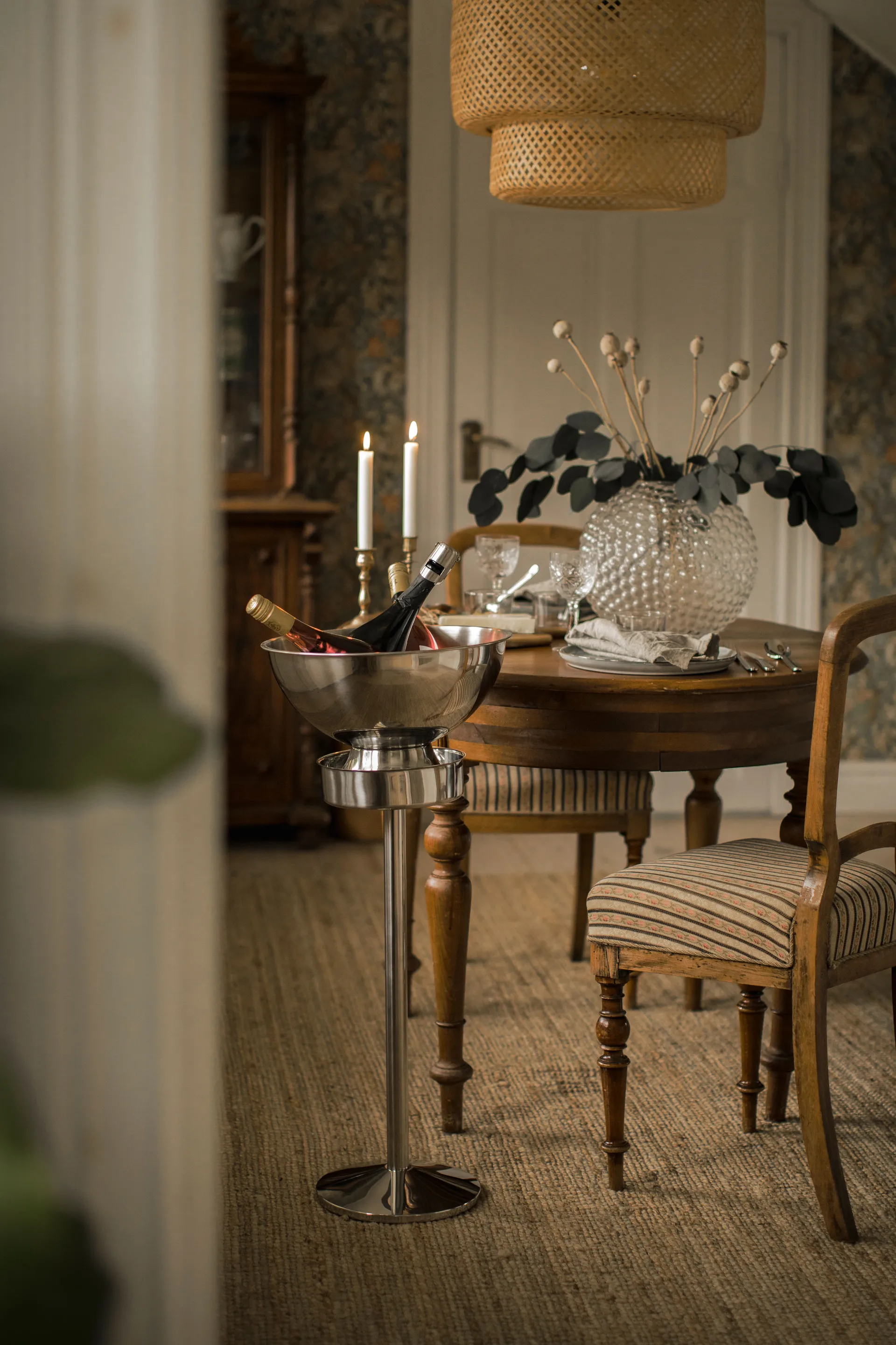 Butler wine - and champagne stand 65 cm, Stainless steel Dorre