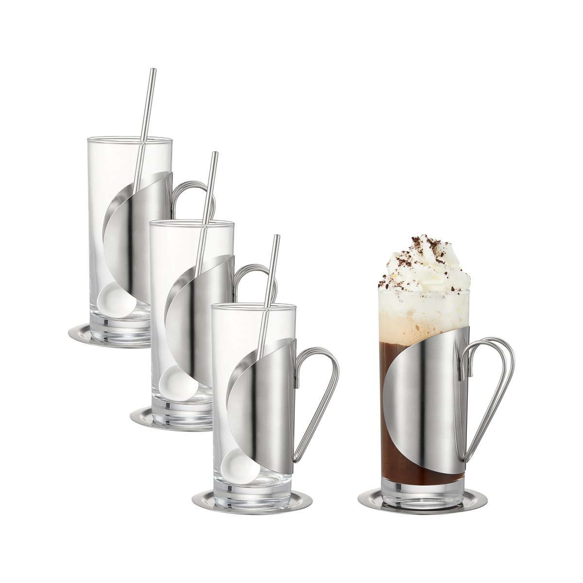 Dorre Darry irish coffee set Glass-stainless steel | Scandinavian Design | Long drink & highball glasses | Transparent