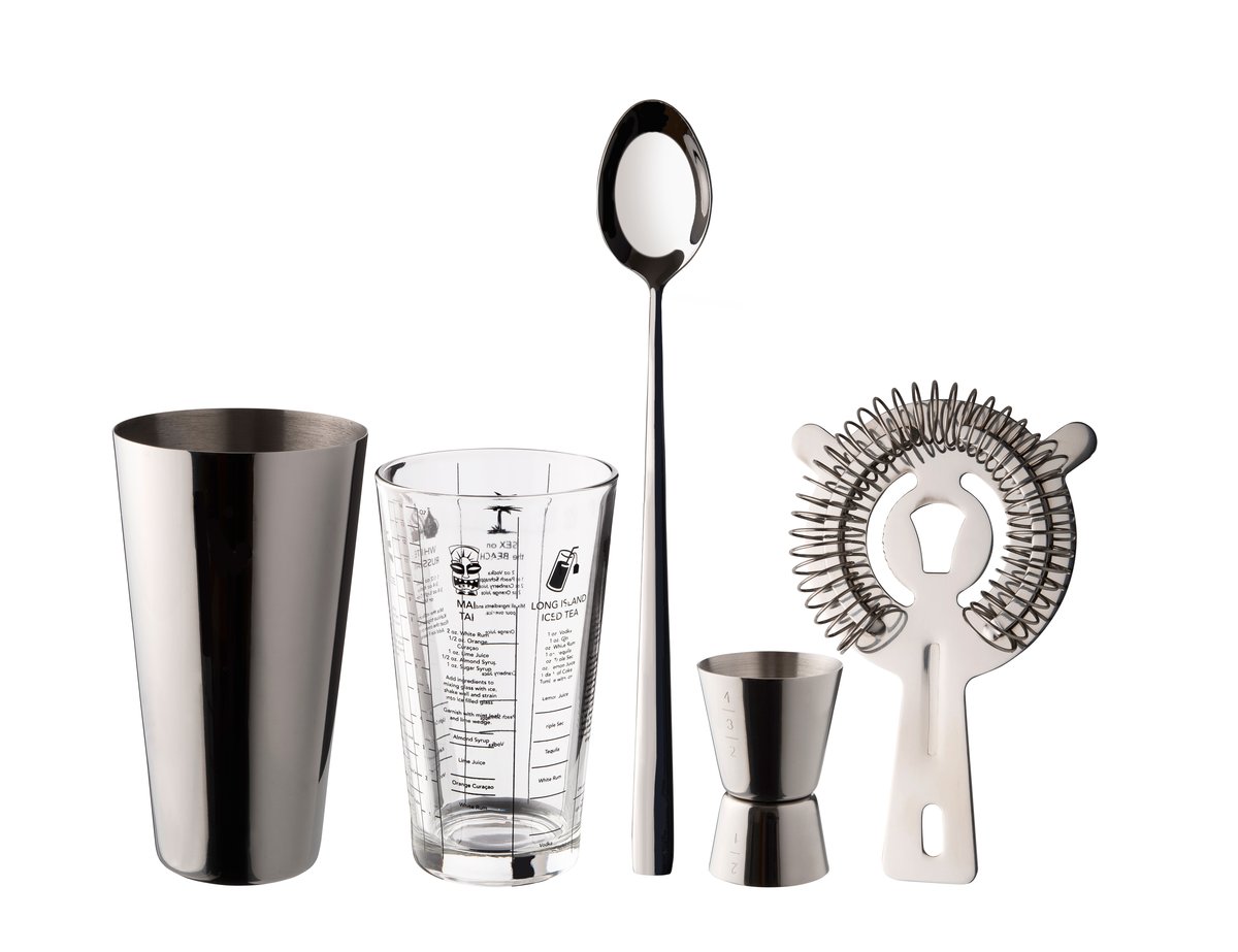 Dorre Dolan Bar set 5 pieces Stainless steel | Scandinavian Design | Cocktail shakers | Silver-coloured