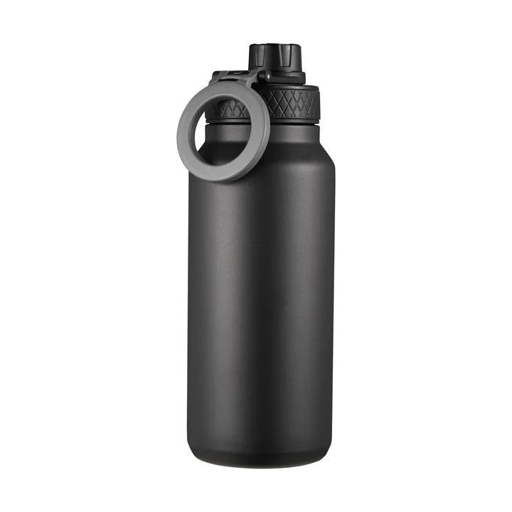 Flory double-wall water bottle with mobile magnet 0.9 L - Black-gray - Dorre