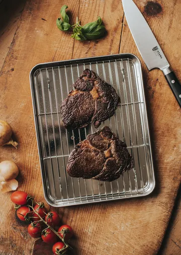 Gili gastro pan - Stainless steel, with rack, 31.5x24.5 cm - Dorre