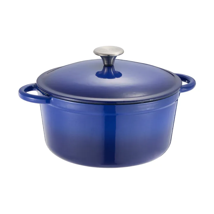 Gretl cast iron casserole, round, stainless steel knob, 4 L - Blue - Dorre