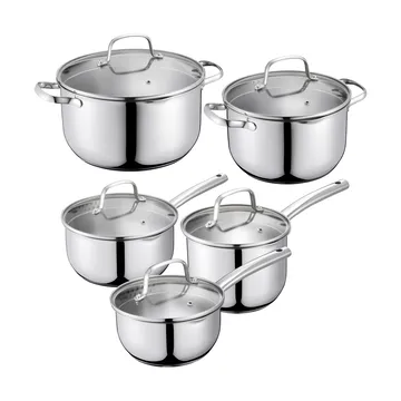 Kerri saucepan set - Stainless steel, 10 pieces - Dorre