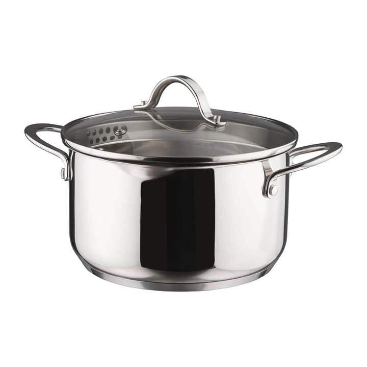 Kosmo casserole with glass lid 22 cm 3 L - Stainless steel - Dorre