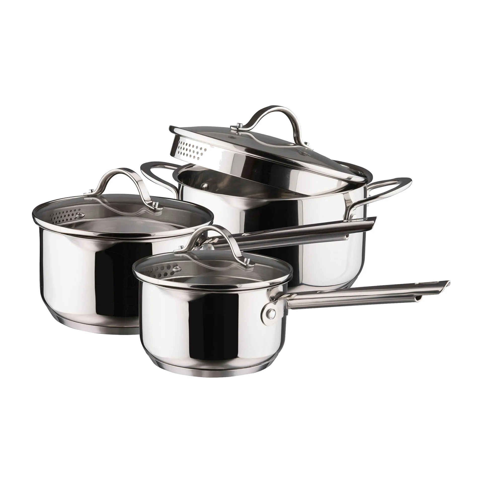 Kosmo saucepan set 3 pieces, Stainless steel Dorre