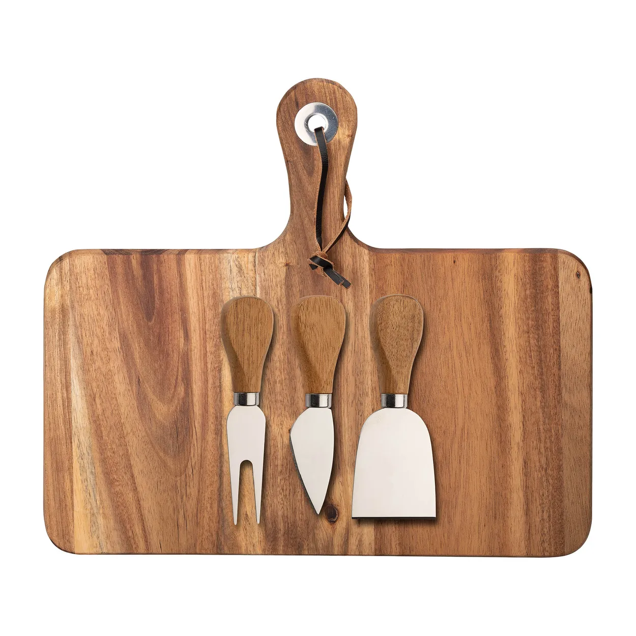 Dorre Oline cheese tray acacia 4 pieces 26x29 cm | Scandinavian Design | Cheese knives | Beige