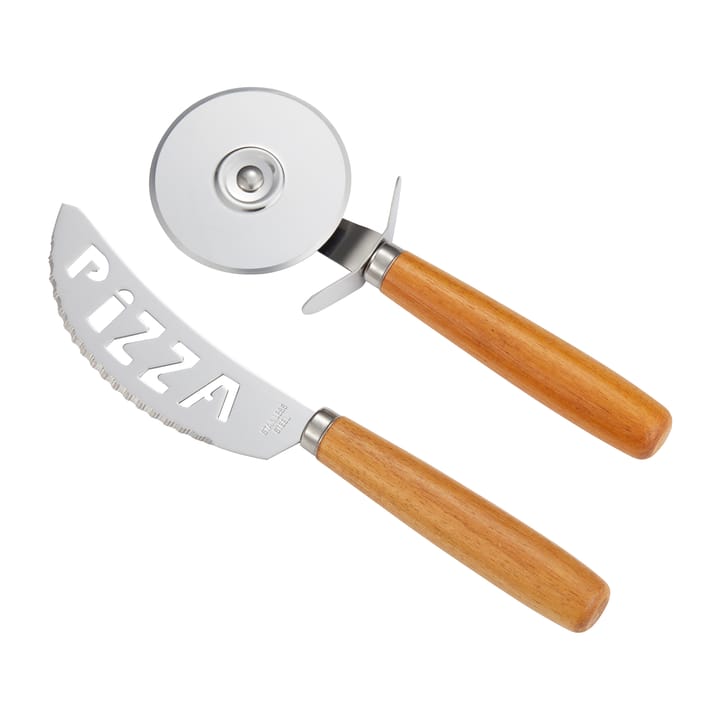 Pino pizza set knife and pizza cutter - Acacia-stainless steel - Dorre