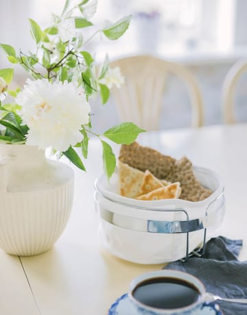 Practical bread bin Ø22 cm - Fabric-chrome - Dorre