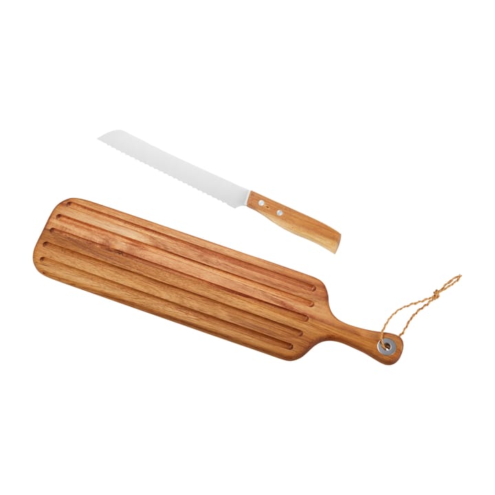 Saki bread set cutting board and bread knife - Acacia-stainless steel - Dorre