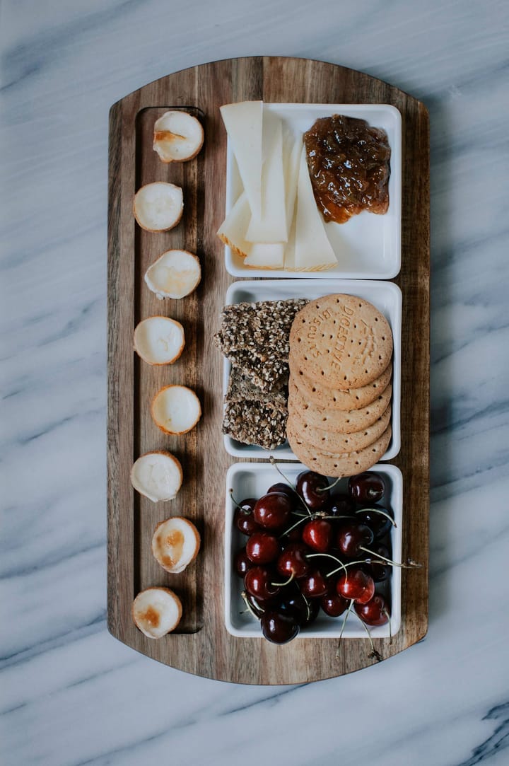 Selina serving tray + bowl 4 pieces, Acacia-white porcelain Dorre