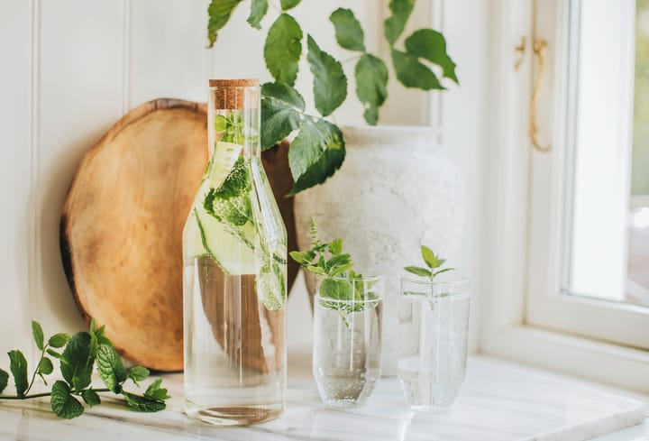 Sunnanö glass carafe with cork lid 1 l, Glass-cork Dorre
