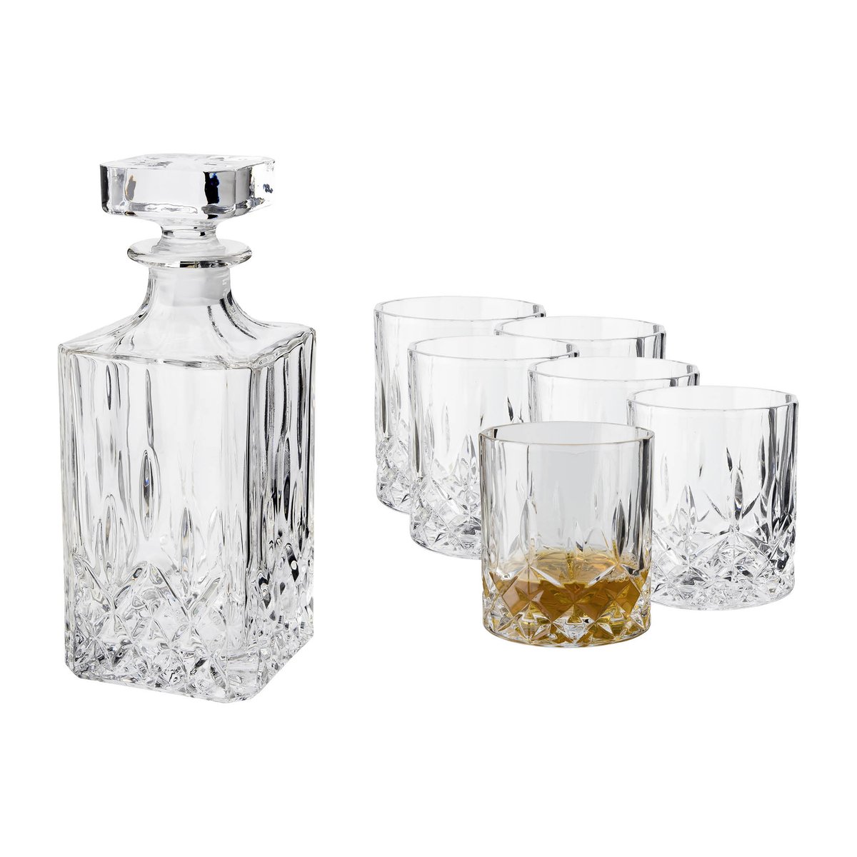 Dorre Vide whiskey set - carafe and 6 whiskey glass Chrystal Glass