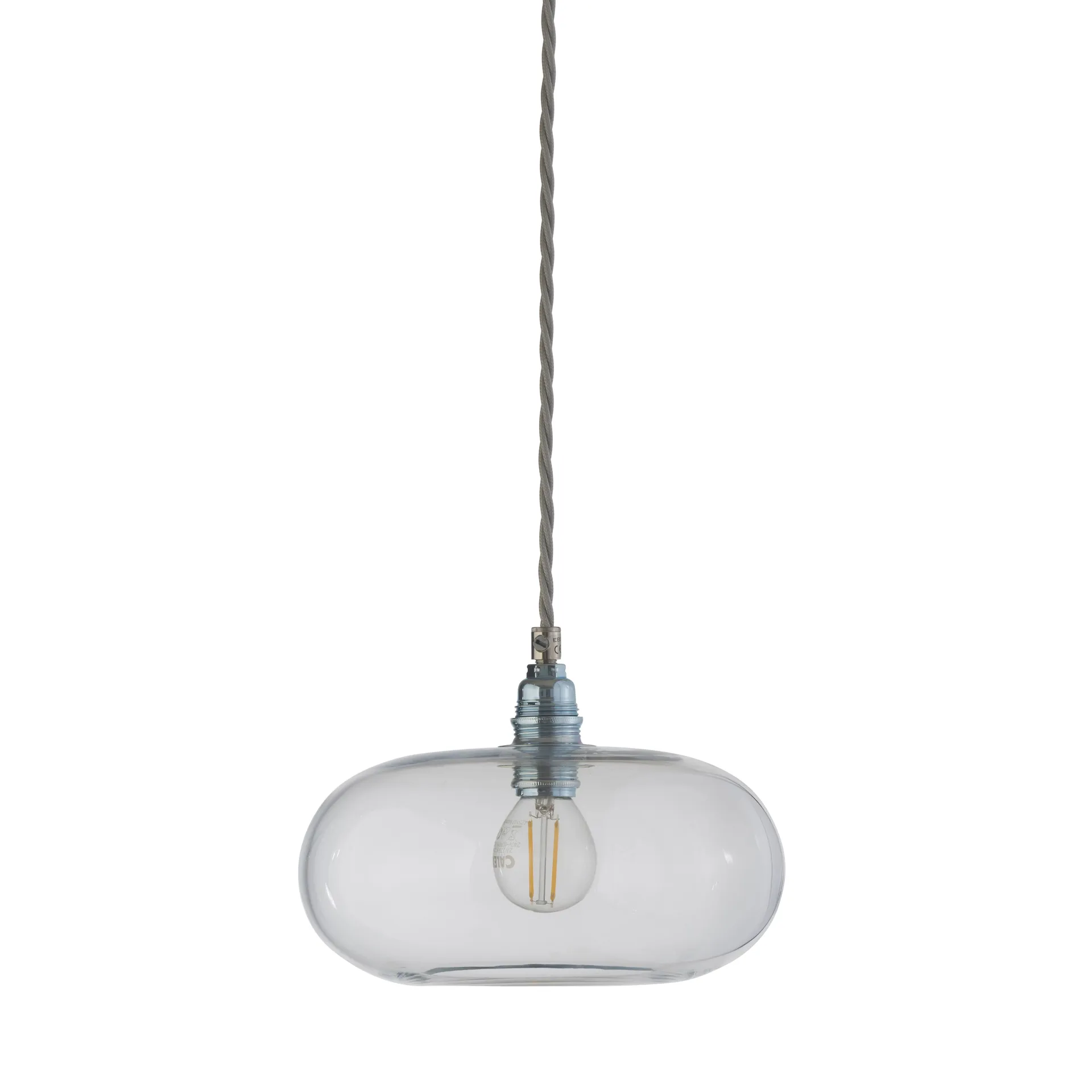 Horizon ceiling lamp Ø 21 cm, clear + silver-coloured cord EBB & FLOW