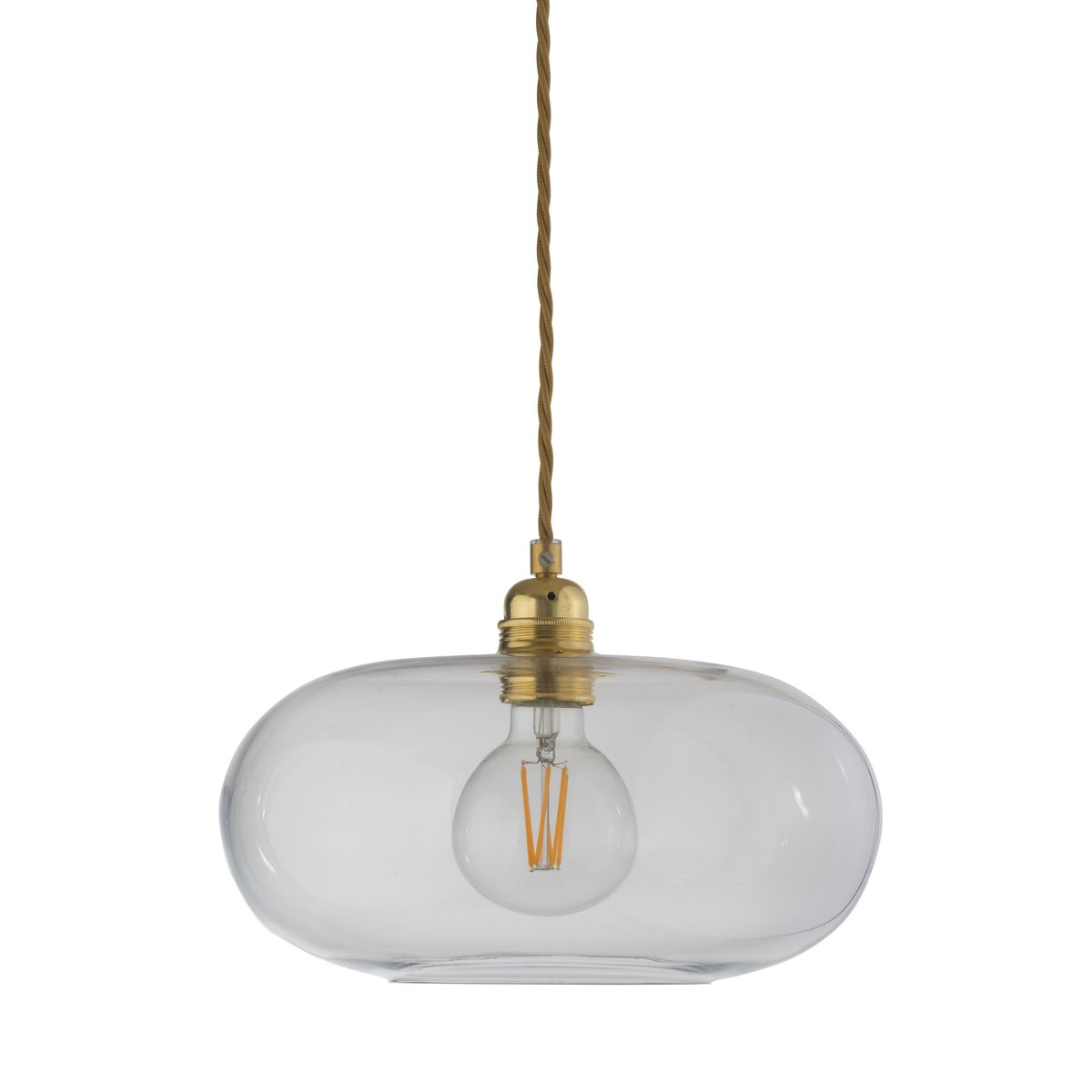 EBB & FLOW Horizon ceiling lamp o 29 cm clear + gold-coloured cord