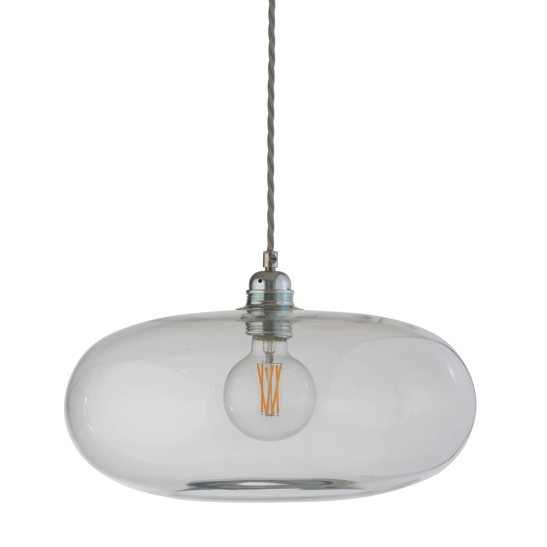 Horizon ceiling lamp Ø 36 cm, clear + silver-coloured cord EBB & FLOW