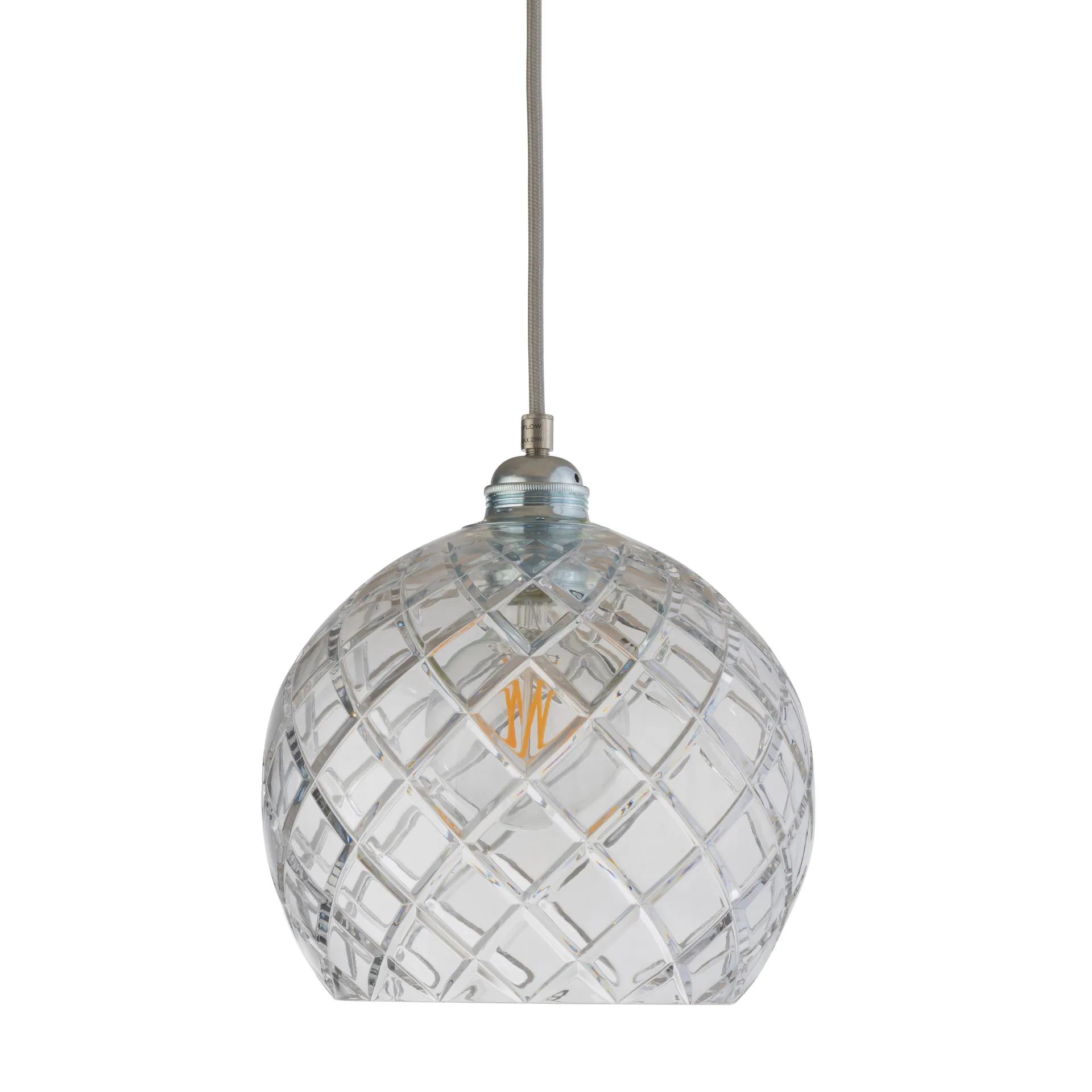 Rowan ceiling lamp Crystal Ø 22 cm, medium + silver-coloured cord EBB & FLOW