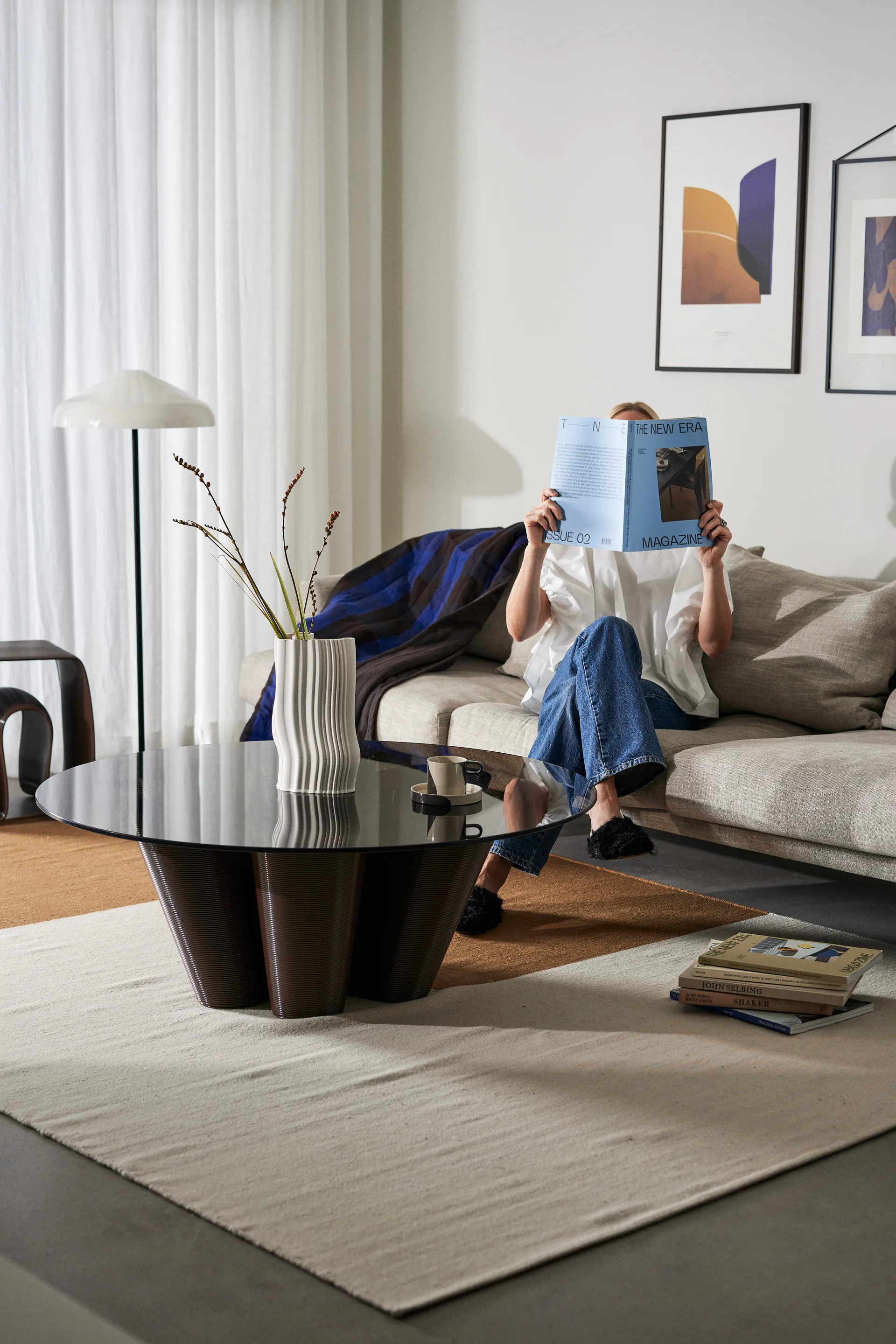 Anemone coffee table Ø110 cm, Chocolate Ekbacken Studios