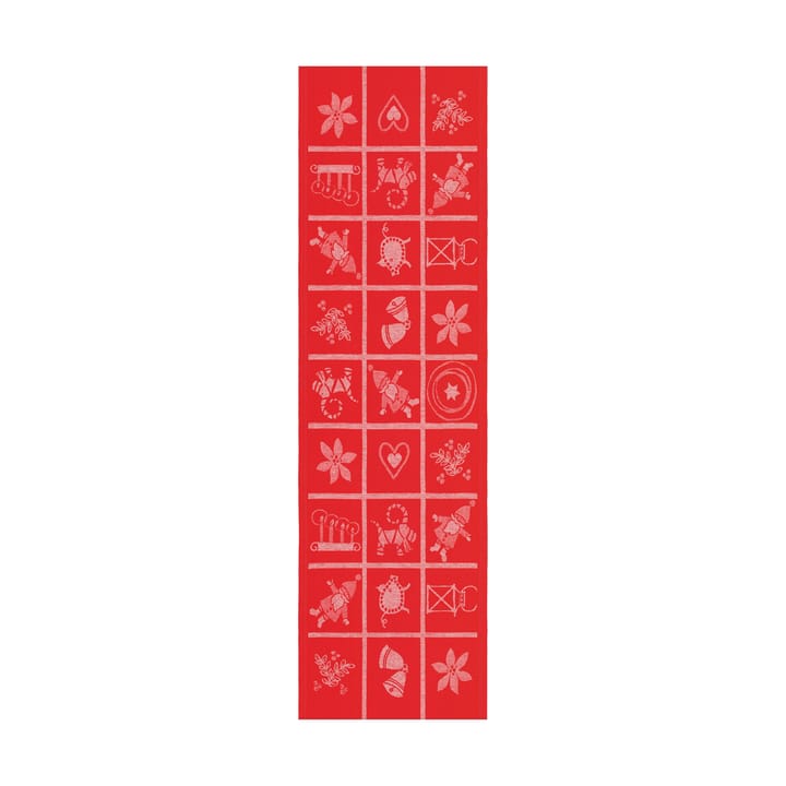 Adventruta table runner 35x120 cm - Red - Ekelund Linneväveri