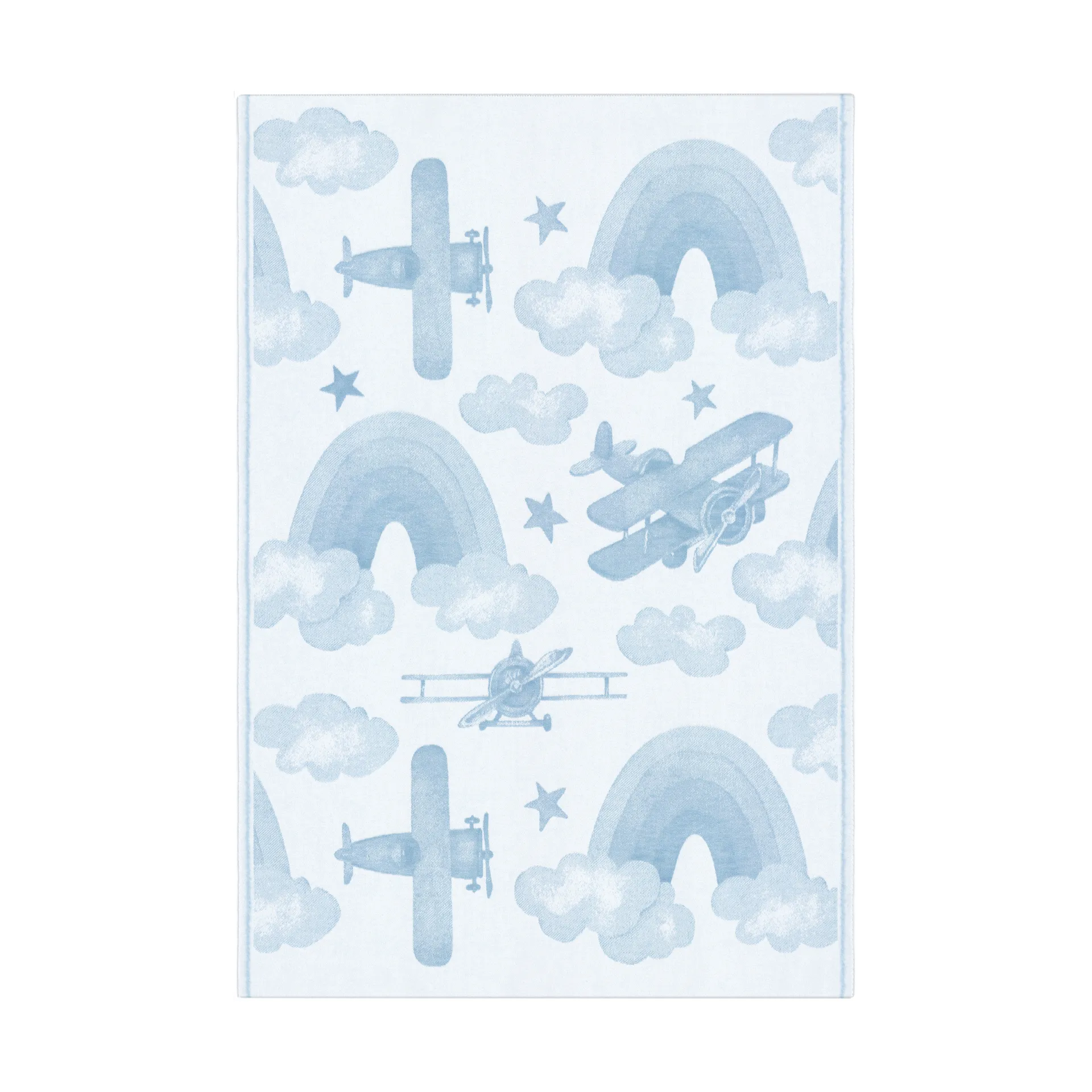 Airplane baby blanket 72x105 cm, Blue Ekelund Linneväveri