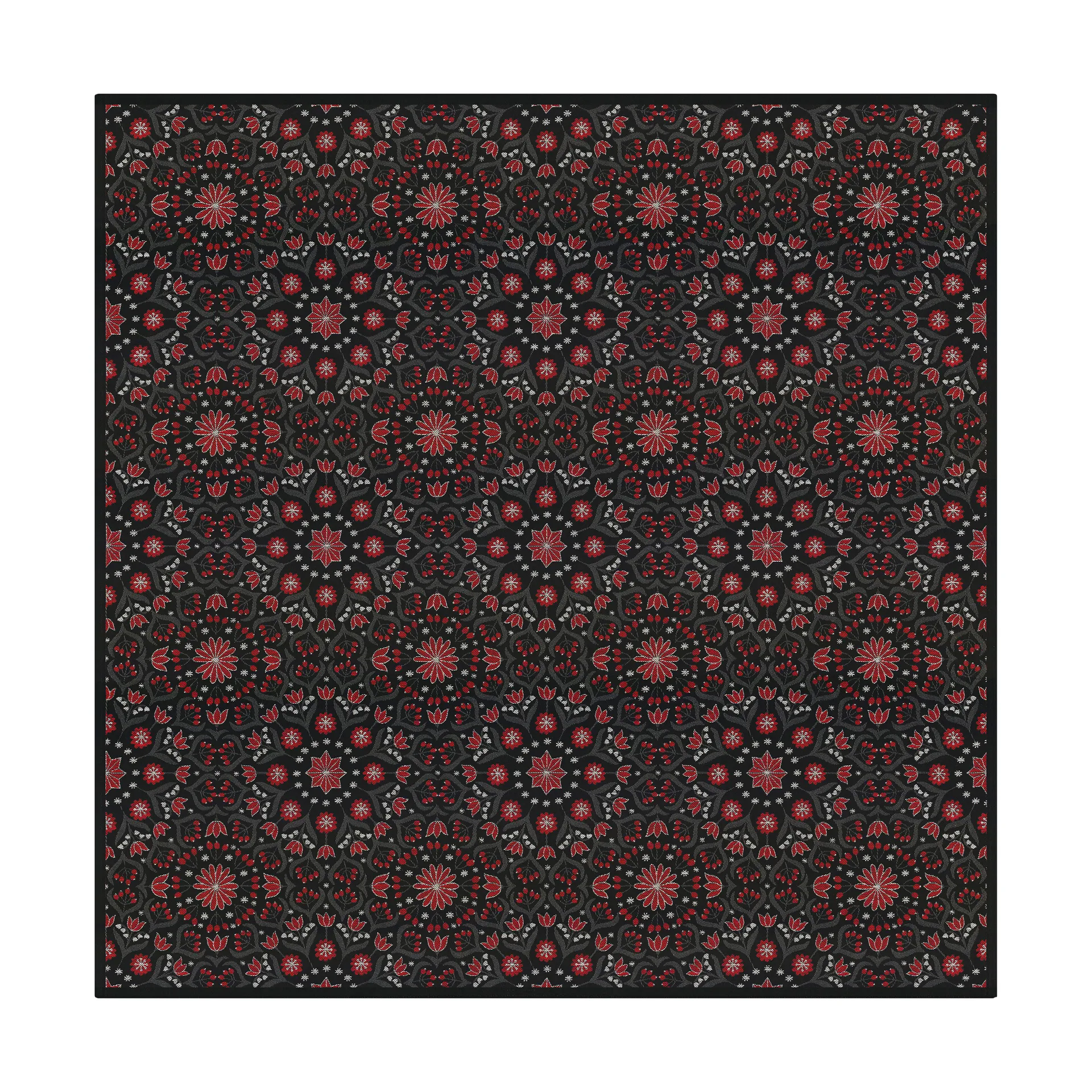 Bettys jul tablecloth 145x145 cm, Red-black Ekelund Linneväveri