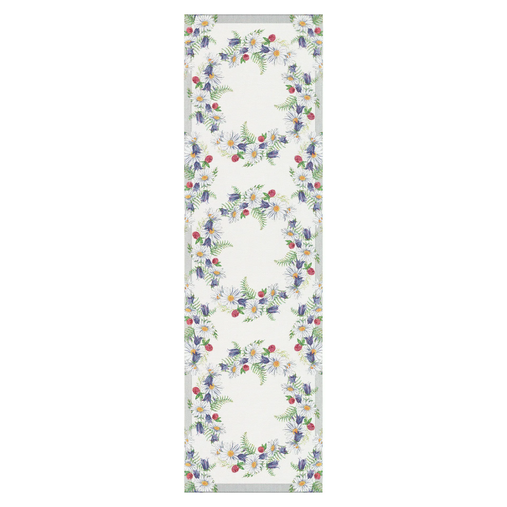 Blomkrans table runner 35x120 cm, multi Ekelund Linneväveri