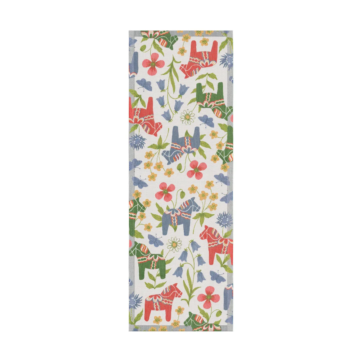 Ekelund Linneväveri Blomsterhäst table runner 35x100 cm Multi