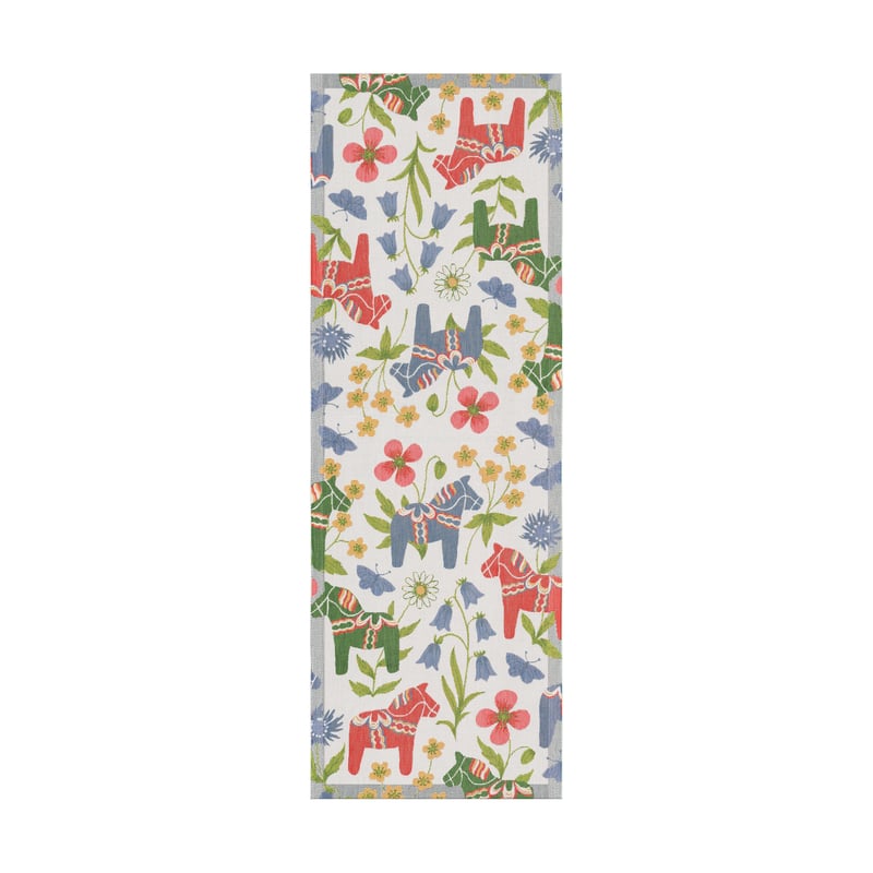 Ekelund Linneväveri Blomsterhäst table runner 35x100 cm Multi