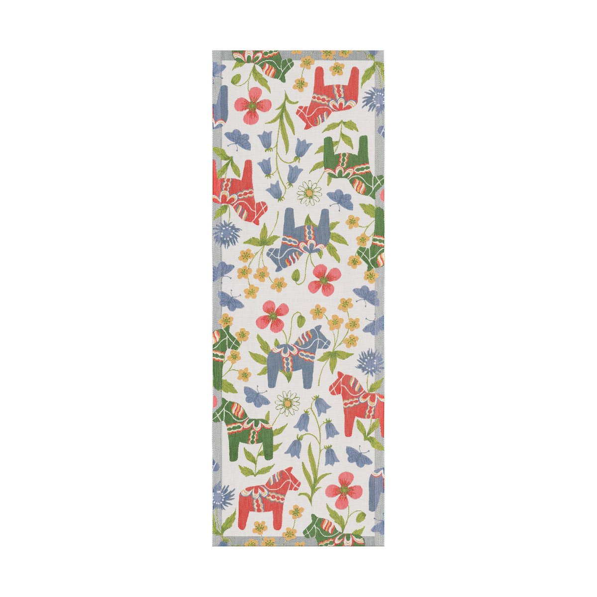 Ekelund Linneväveri Blomsterhäst table runner 35x100 cm Multi
