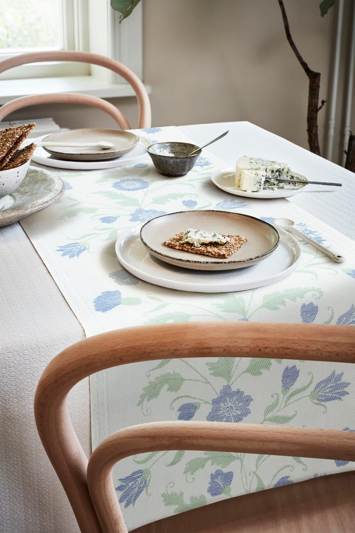 Blue flower runner, 35x120 cm Ekelund Linneväveri