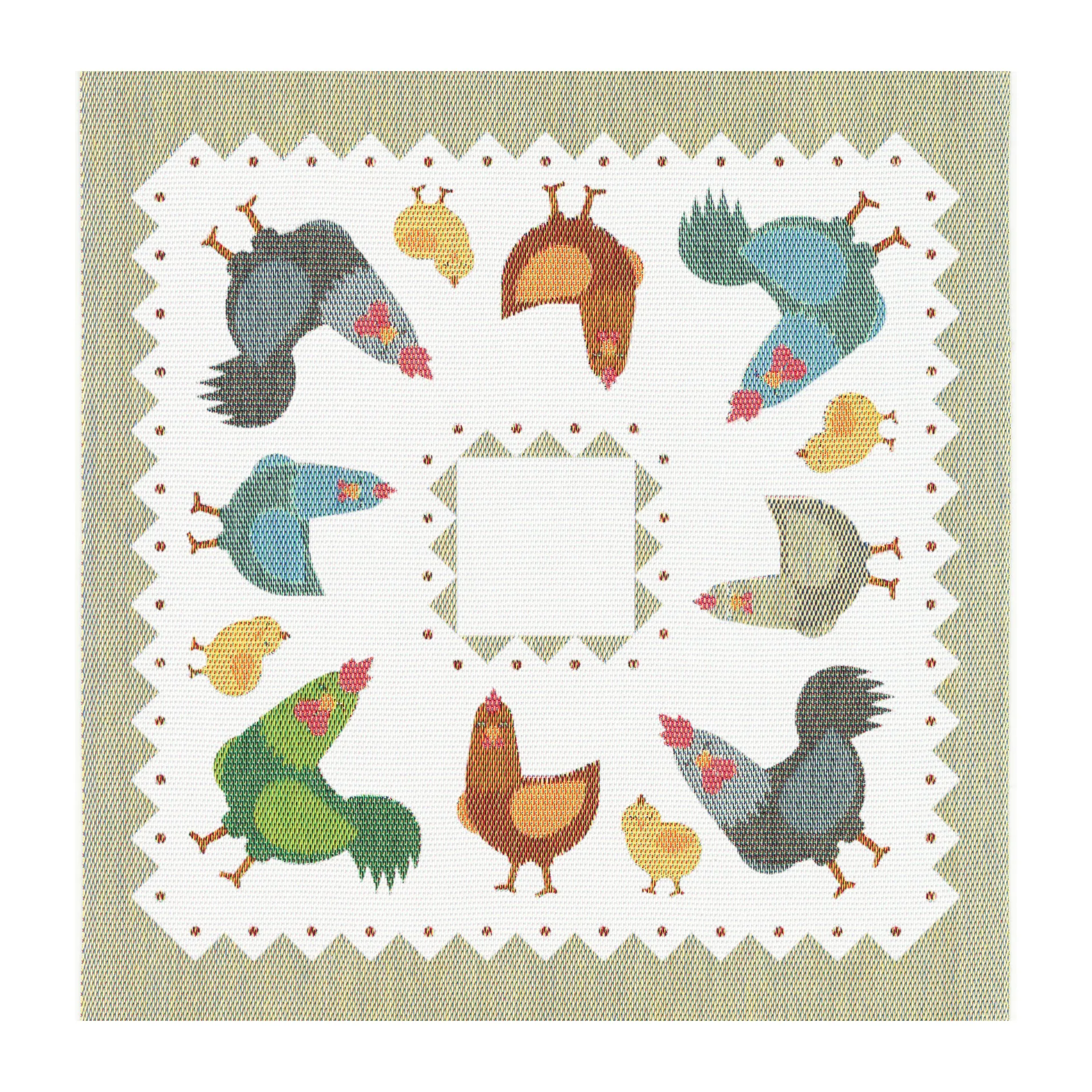 Chicken family napkin 35x35 cm, Multi Ekelund Linneväveri