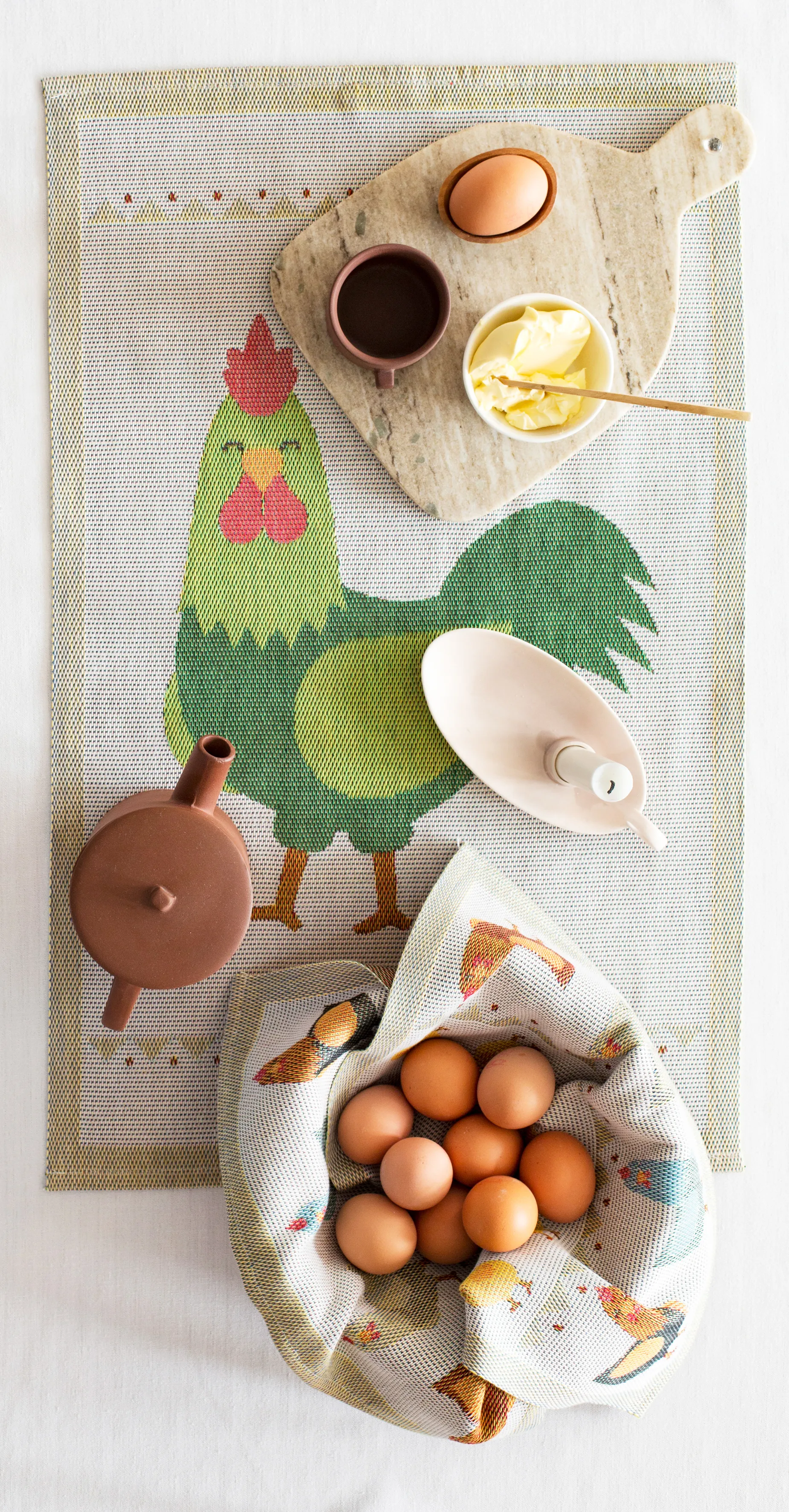 Chicken family napkin 35x35 cm, Multi Ekelund Linneväveri